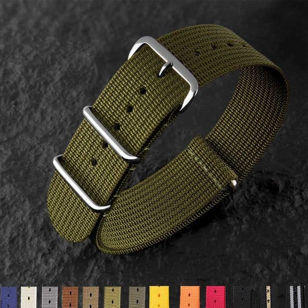 Ribbed Nylon Watch Band 20mm 22mm Comfortable Watch Straps Loop Military Washable Blet for Men Watchbands W251114