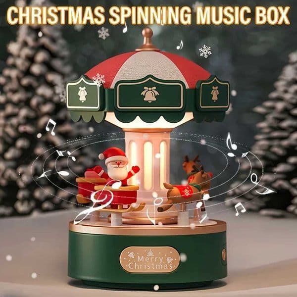 Rotating Carousel Music Boxes for Girls Santa Claus Elk Figurine with LED Lights Musical Gift for Birthday Christmas Decoration Y251115