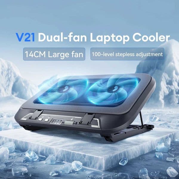 V21 14cm Dual Fans Laptop Cooler 14-173 Lighting Adjustable Foldable Laptop Cooler Pad Cooler Pad LED Light FanM251115