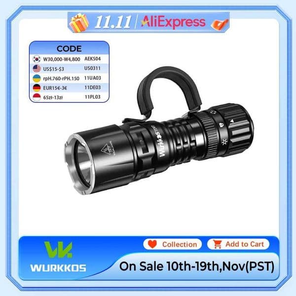 Wurkkos TD07 1300LM Tactical Flashlight 479M Long Throw IP68 Waterproof 18350 Battery Torch Dual Switches and Ring Handle Grip Z251115