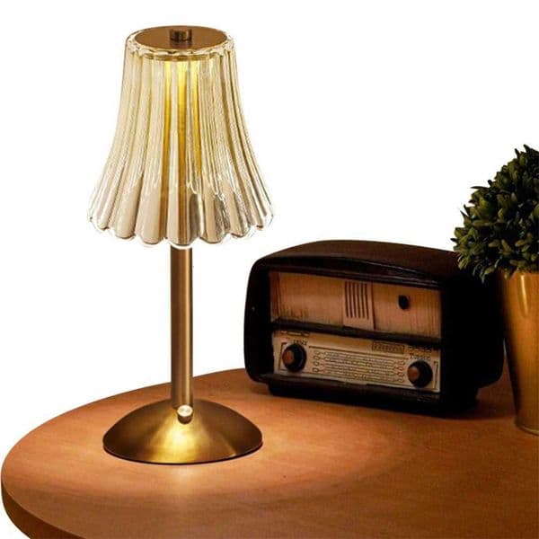 Crystal Table Lamp Rechargeable 3 Color Modes Cordless Table Lamp LED Gold Small Lamp for Bedroom Living Room Bathroom Hotel BarW251115