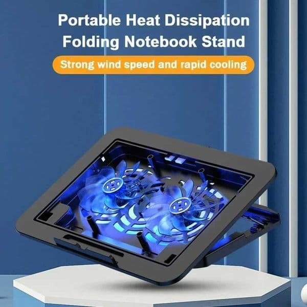 7 Height Adjustable Air-cooled Cool Wind Gaming Laptop Cooler Large Size for 12-17 Tablet Notebook Cooling Pad 1200 RPM 2 FansM251115
