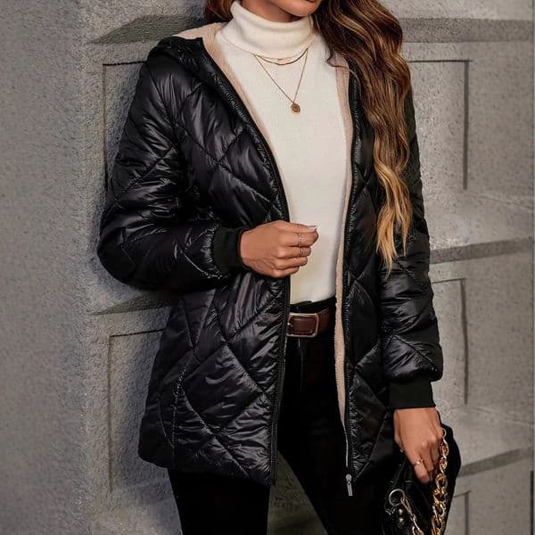 Designer Free Shipping Women's Autumn And Winter Jacket Long Sleeved Cotton Jacket 2025 New Hot Selling Diamond Pattern Women's Clothing