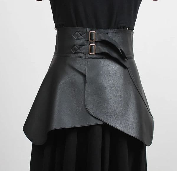 Womens runway fashion PU leather Cummerbunds female vintage Dress Corsets Waistband Belts decoration wide belt R3451 251111