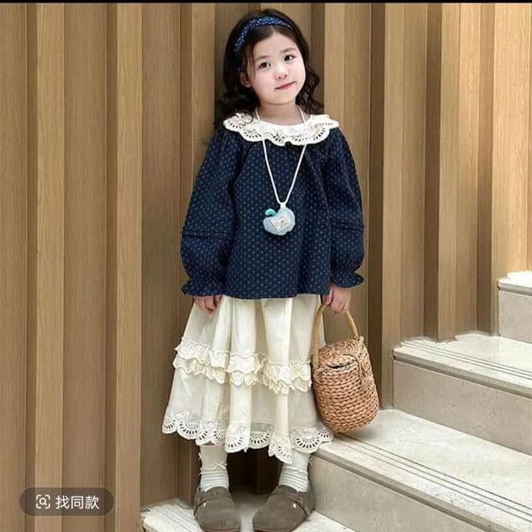 2026 New D691 New Autumn Style Girls' Mori Girl Doll Collar Lace Floral Long-Sleeved Shirt And Skirt Set Designer