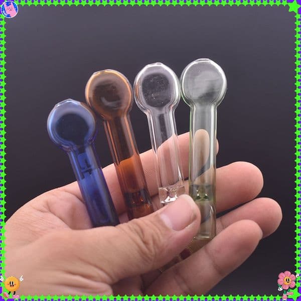 colorful mini glass pipe cigarette bat one hitter tube holder steamroller clear filters for tobacco hand pipes Custom Logo Smoking Accessories