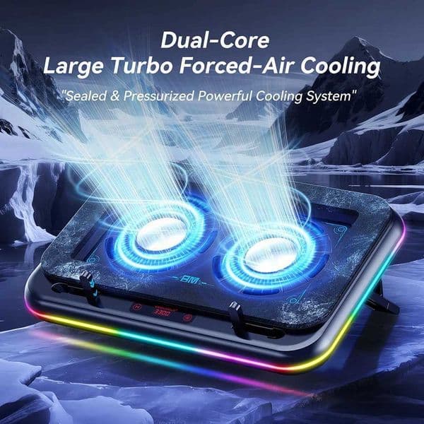 COOLCOLD RGB Laptop Cooling Pad Gaming Laptop Cooler with Dual Powerful Turbofan Fast Cooling Laptop 156-17inch NotebookM251115