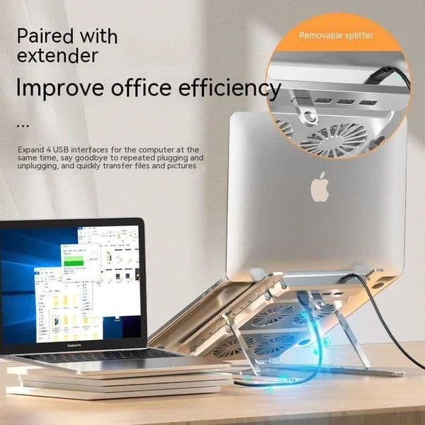 Laptop Stand with Cooling Fan Lift Aluminum Alloy Foldable Notebook Holder with USB Hub Docking Station for Laptops Under 17InchM251115