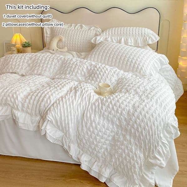 3pcs Korean lace Bedding set seersucker Duvet Cover Set 1Duvet Cover 2Pillowcase Without Corefor bedroom guest room 251112