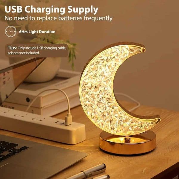 Modern moon desk lamp USB charging touch adjustable 3-color dimming bedroom bedside desktop decoration and giftsW251115