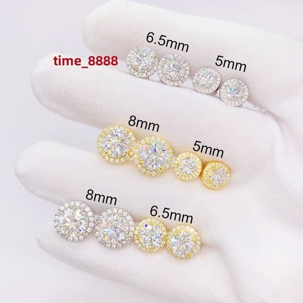 Pass Diamond Tester Hot Selling Custom Sterling Silver Fine Jewelry Diamond Vvs Moissanite Earrings for Women
