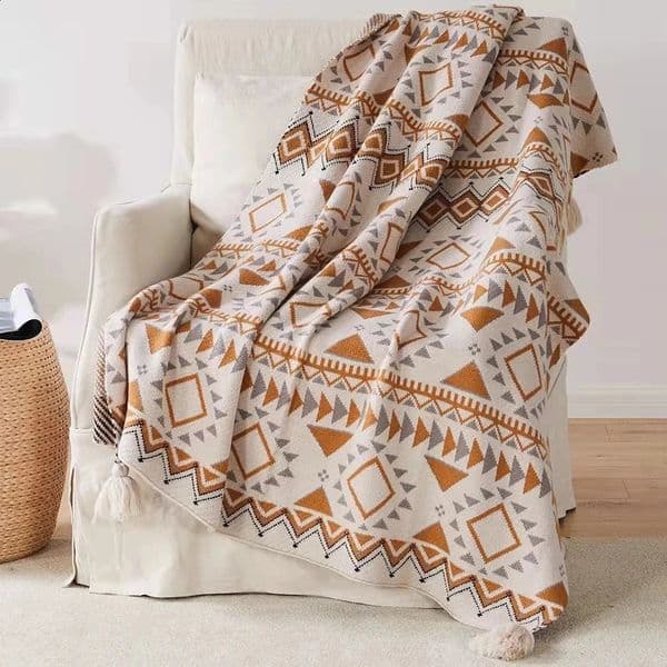 Plaid Tassel Knitted Blankets Bohemian Soft Tapestry Geometric Nap Blanket Vintage Home Decor Blanket Sofa Cover Deken Cobertor 250409BJ