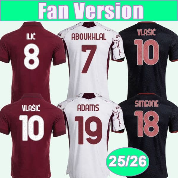 25 26 toRinO Mens Soccer Jerseys SIMEONE ABOUKHLAL ADAMS NGONGE DUVAN ILIC PEDERSEN LAZARO CASADEI BIRAGHI GINEITIS Home Away 3rd Football Shirts Adult Uniforms