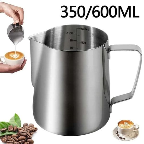 350/600ml Stainless Steel Milk Frothing Pitcher Coffee Cappuccino Latte Art Cup with Clear Scale Espresso Machine Accessories 250414BJ