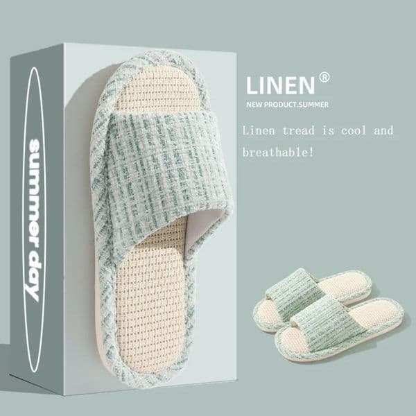 2024 Womens Fashion Home Linen Couple Slippers Breathable Home Shoes Moisture Absorbing Anti slip Cotton Linen Slippers 251111