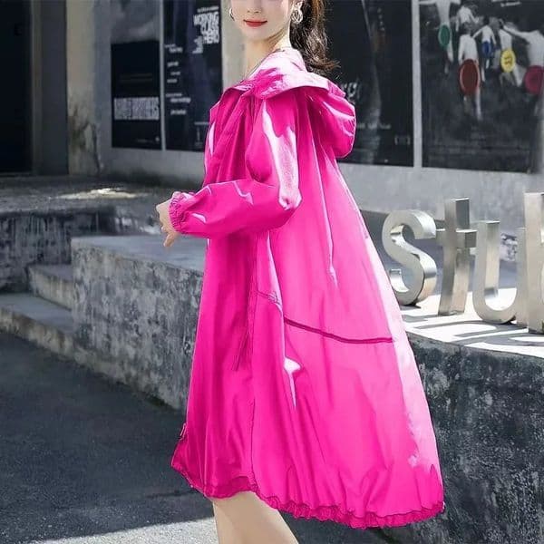 Loose Sun Protection Clothing Summer Womens Thin Hooded Coats Long Windbreaker Female Zipper Outdoor Casual Wear V706 250415