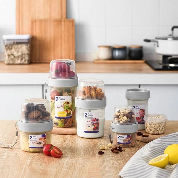 2Layer Yogurt Salad Sealed Box Portable Lunch Bowl For Cereals Snack Sealed Jars Fruit BentoTuppers Food Nut Yogurt Bowl Cup 1PC 250415