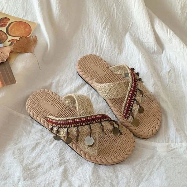 Womens flat bottomed fashionable term slider womens shoes comfortable summer outdoor beach sandals 250409BANJIA