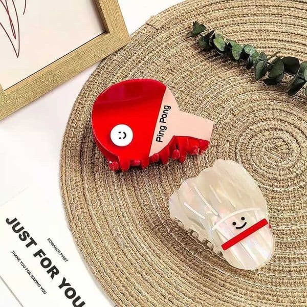 1pc sporty style red table tennis racket colorful badminton grab clip new shark clip sweet and cute cartoon girl hairpin W251115