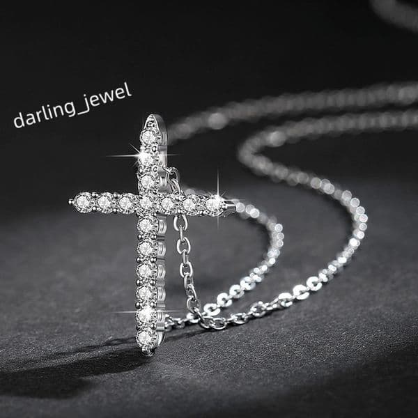 Hiphop Cubic Zircon Crystal Cross Pendant Necklace Platinum Plated Link Chain Diamond Cross Necklace Fashion Party Jewelry Gifts