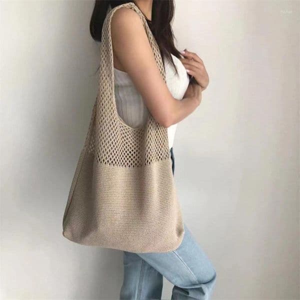 Totes Designer Knitted Shoulder Bag Women's Summer Beach Handbag Ladies Casual Simple Convenient Crossbody
