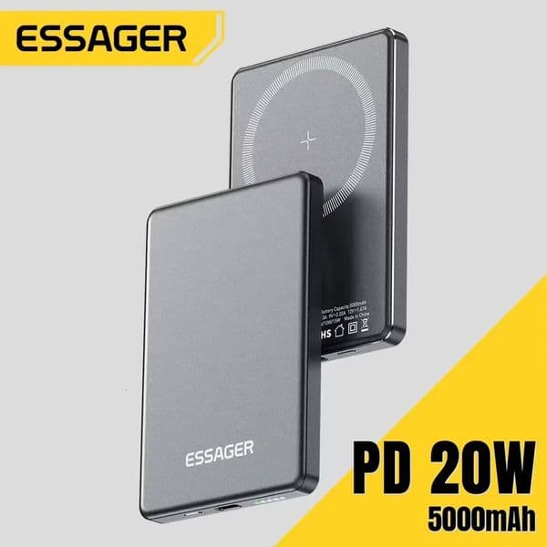 Essager Thin Wireless Power Bank Magnetic 20W 5000mAh Portable Fast Charging External Battery for Magsafe For iPhone 17 16 15 14 251114