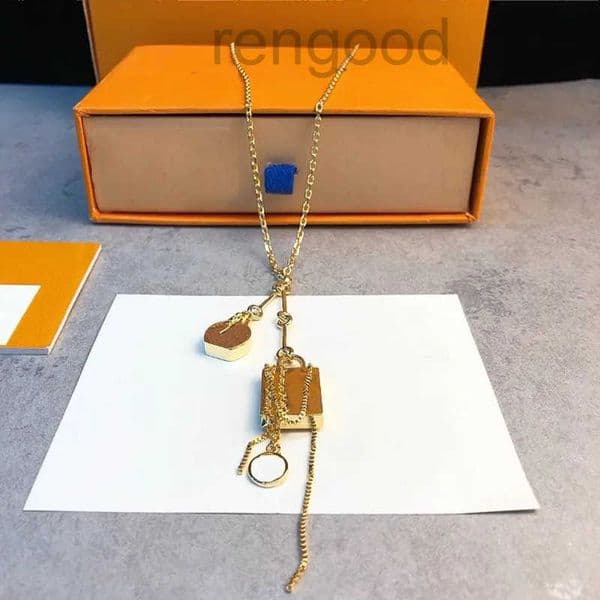 Designer New perfume Bottle and Lock Pendant Necklace 18K Gold Double Ring Pendant 316L Stainless Steel Necklace Jewelry Womens Gift