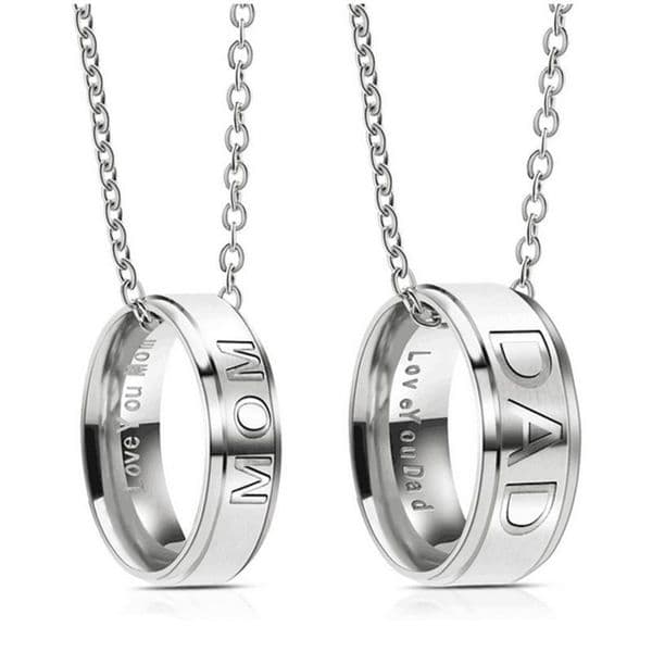 Stainless Steel Pendant Necklace DAD MOM Ring Necklaces Fashion Accessories Thanksgiving Mothers Day Gift