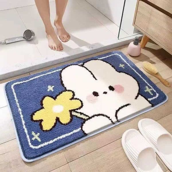 VIKAMA Cute Rabbit Carpet Bathtub Carpet Non-Slip Absorbent Bathroom Mat Dust-Proof Easy To Clean Doormat Rug For Bedroom Y251117