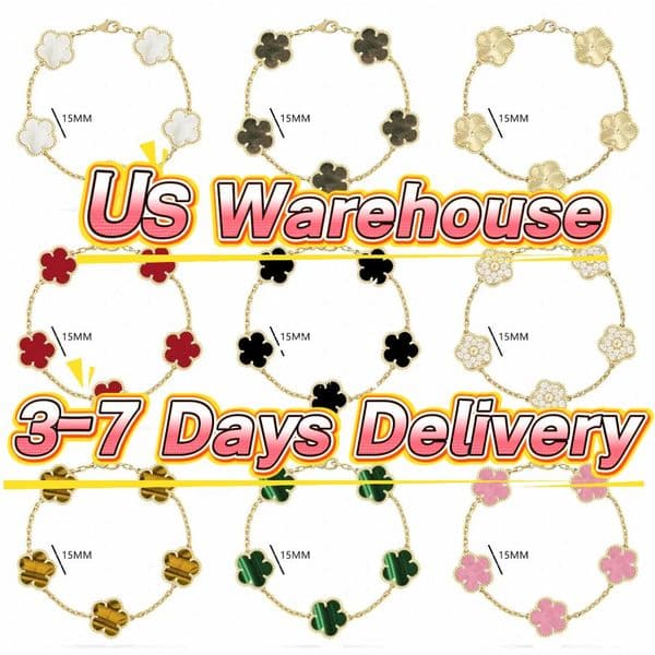 7 days delivery clover bracelet designer jewelry women luxury bracelet US warehouse 15mm flower bracelet good luck bangle onyx tennis bracelet bangle bracelet gift