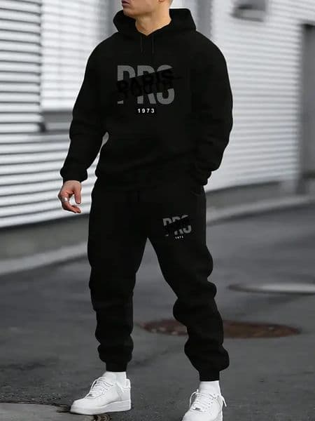The mens hoodie set for Spring and Autumn 2025 is comfortable soft casual and fashionable with letter prints 251113