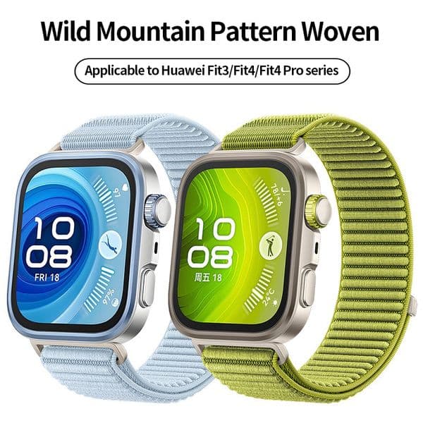 For Huawei Fit4 Pro/4/3 Universal Wild Mountain Pattern Woven Nylon Velcro Metal Head Strap