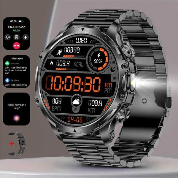 MEVADEN 18 Large Screen Call Smart Watch Men Sports Outdoor Flashlight 700mAh Health Monitor Smartwatch for Man MaleM251117