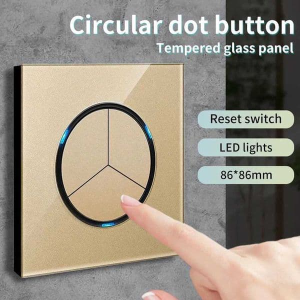 Gold Light for Glass Panel Switch Button EU UK Standard Round Reset Point Switch Bedroom Usb Switch Socket 1-4gang AC110V-250VW251117