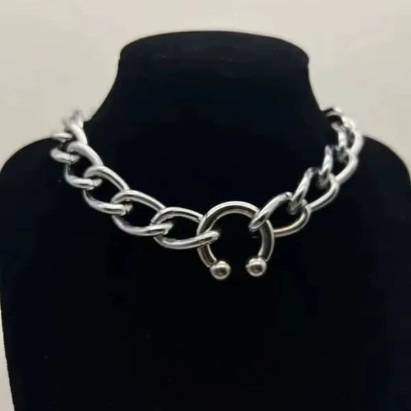 Stainless Steel Hip Hop Cool C Shape Necklaces Hyperbole Sexy Thick Chain Short Choker for Women Unisex Party Fashion Jewelry 251113