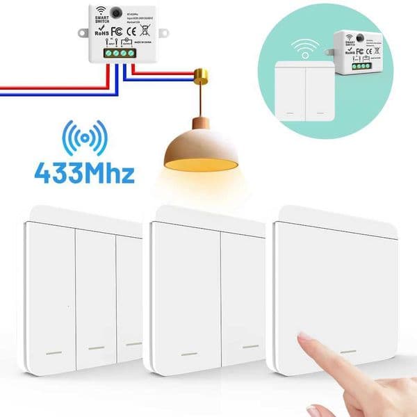 SIXWGH Wireless Light Switch Set 1/2/3Gang 433Mhz Push Button Home Remote Controller 10A 110V 220V For Led Light LampW251117