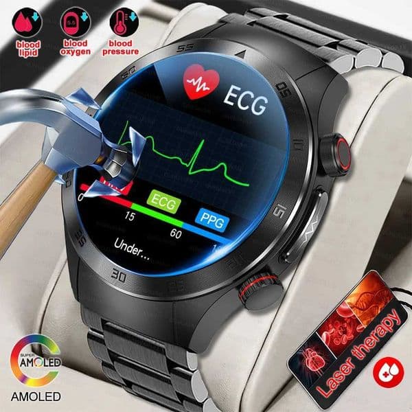 2025 New Smart Watch Men ECG PPG Laser Treatment Blood lipid Heart Rate Blood pressure Health Sport SmartWatch For men watch ECGM251117