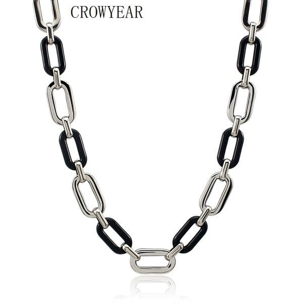 Women's DIY Color Pendant Necklace Silver Plated Acrylic Link Chain Stainless Steel Jewelry for Girls