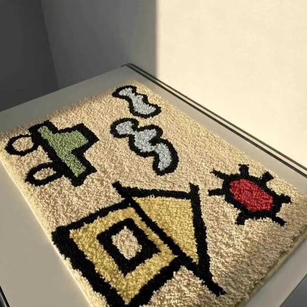 VIKAMA Ins Cartoonish Playful Entrance Floor Rug For Bathrooms And Showers Imitation Cashmere Bedside Carpet For Home Decoration Y251117
