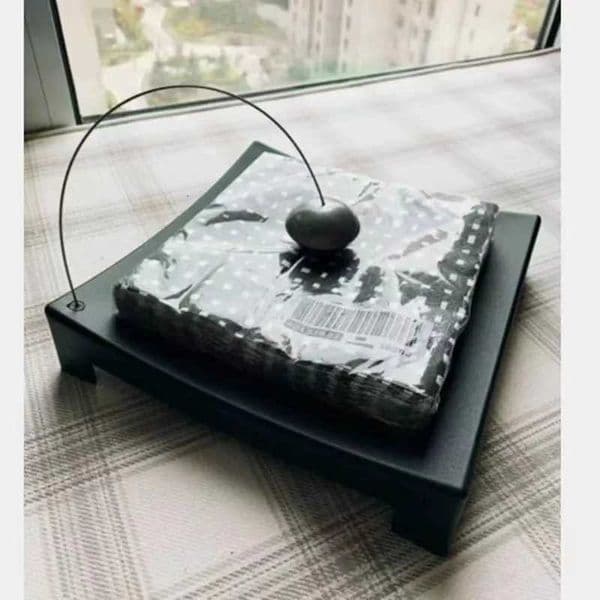 Luxury Napkin Tray Black Metal Ball Fixed Tissue Tray Tissue Holder Y251117