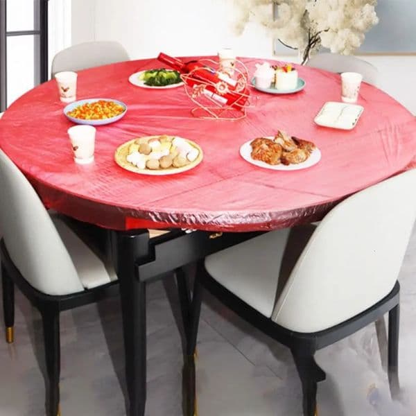 10pcs 1.2/1.4/1.6/1.8M Disposable Drawstring Table Cover Waterproof Elastic Round Tablecloths Thickened Oil-proof 250414