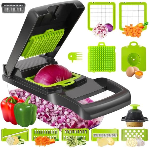 Vegetable Chopper13 in 1 Multifunctional Food ChopperPro Onion Chopper with 7 BladesVeggie Chopper with Container 251112