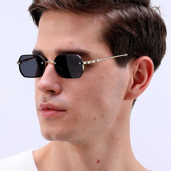 1pc Men's Black-Frame Caramel-Tinted Lenses Vintage Square-Frame Copper MINI Small-Frame Y2K Classic Fashion Glasses Suitable for Daily Photography, Vacation