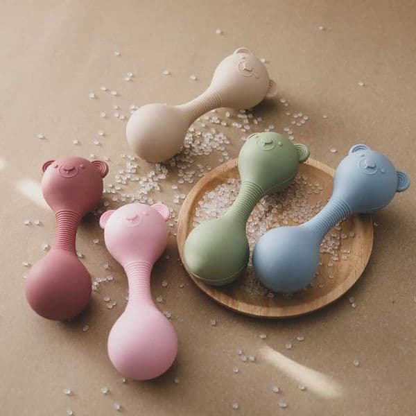 Rattles Musical Toy Baby Silicone Maracas Toy Cartoon Bear Sand Hammer Newborn Birth Food Grade Rattle Silicone Teether Toy GiftW251117