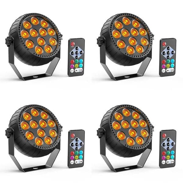 UKing 4PCS RGBW LED Par Light 12LED 15W Wireless Charging Flat Par Light Effect Suitable for DJ Disco Party Wedding Stage Light Z250417