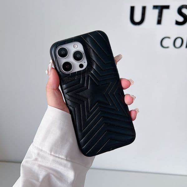 Line Five-Pointed Star Phone Case Compatible with iPhone 16/15 Pro Simple Solid Color Protective Cover iPhone 14 Cartoon