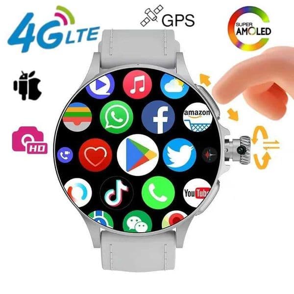 GT200 Smart Watch 195Amoled 750750 HD Resolution Telescopic Rotary Camera Touch encoder Android 100 SmartwatchM251117