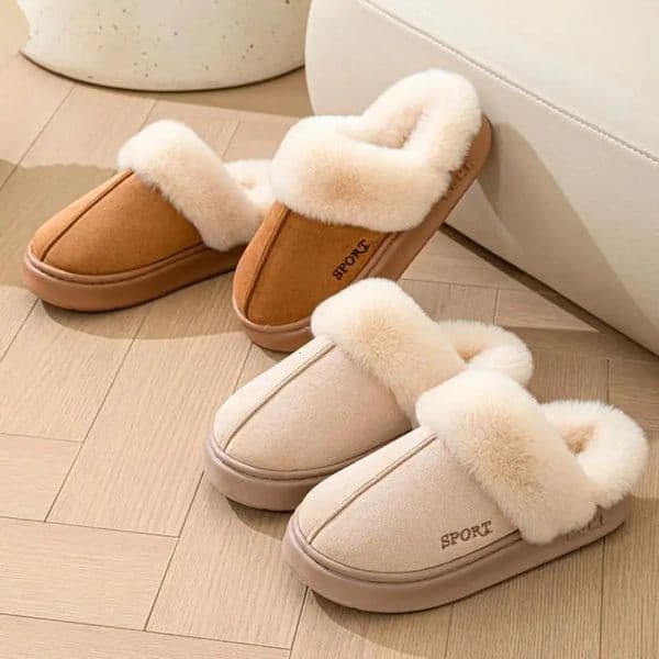 Casual Fluffy Slippers Women House Winter Plush Shoes Ladies Flats Home Warm Fashion Elegant Solid Platform Footwear 251111
