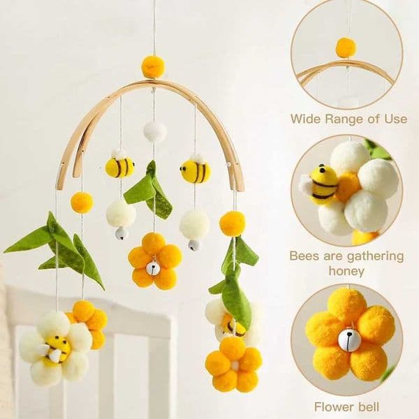 1Set Baby Crib Mobile Rattles Toys Cartoon Bee Bed Bell Kids Toy Room Decor Photography Props Toddler Rattles Hanging ToysW251117