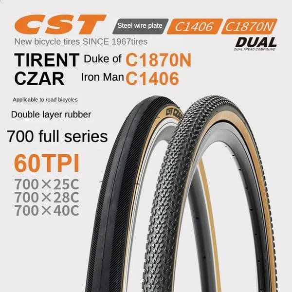 Cst Zhengxin Road Bicycle Outer Tire Retro Yellow Edge 700 25 28 40c Perforated Double Size Material 250410